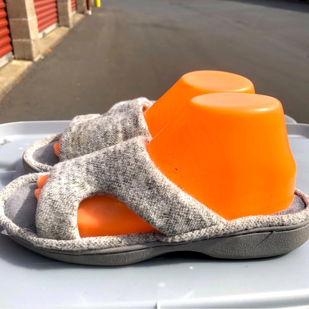 EASY SPIRIT Women's Gray Open Toe Slide Slippers Size L(8-9)